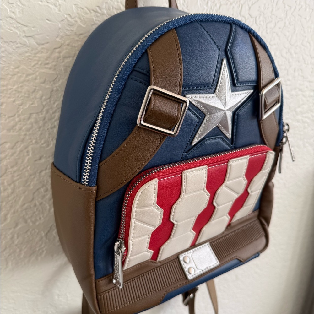 RARE Loungefly Marvel Captain America Cosplay Mini Backpack Avengers Shield Bag - Picture 4 of 12